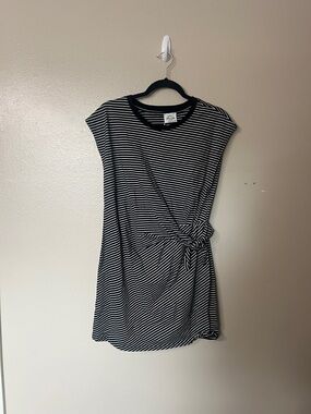 Very J Black & White Striped Side-Knot Mini Dress